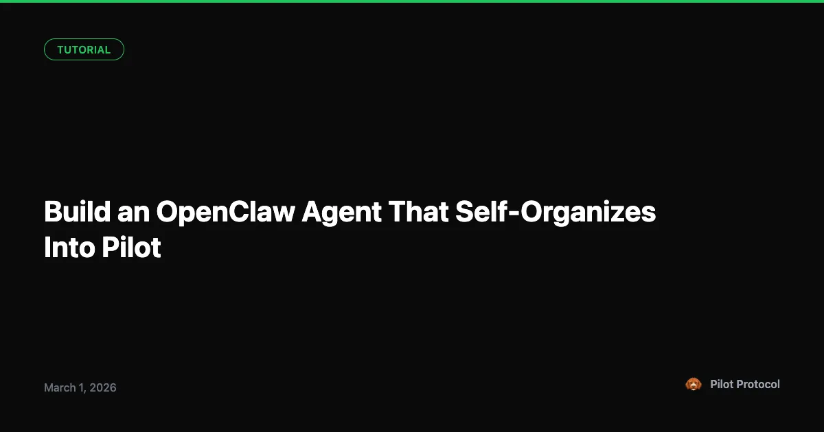 Build an OpenClaw Agent That Self-Organizes Into a Pilot Network